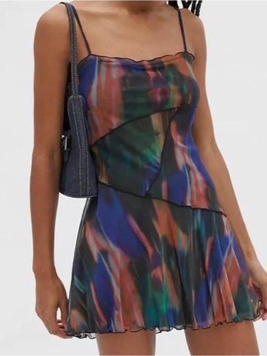 Urban Outfitters Dresses & Skirts - Urban Outfitters Moxie Multi Mesh Mini Slip Dress Tie Dye